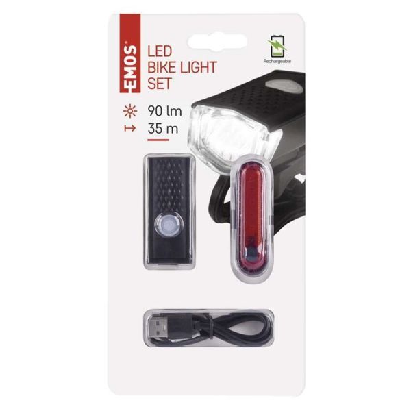 Комплект велосипедних ліхтарів, передній+габаритний Emos P3923 90 Lm Li-Pol 500 mAh P3923 фото
