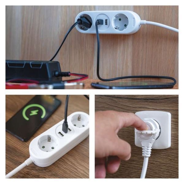 Мережевий подовжувач Emos P0221U 2 розетки 1,5 м 1,5 мм&sup2; USB-A USB-C P0221U фото