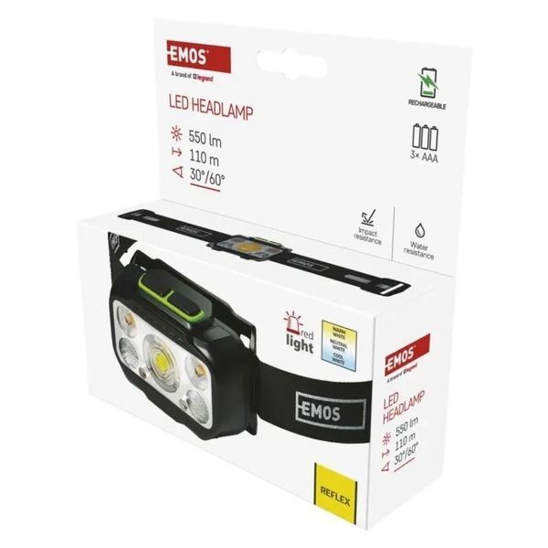Ліхтар налобний акумуляторний Emos P3546 550 Lm 110 m Li-Pol 1000 mAh / 3&times;AAA P3546  фото