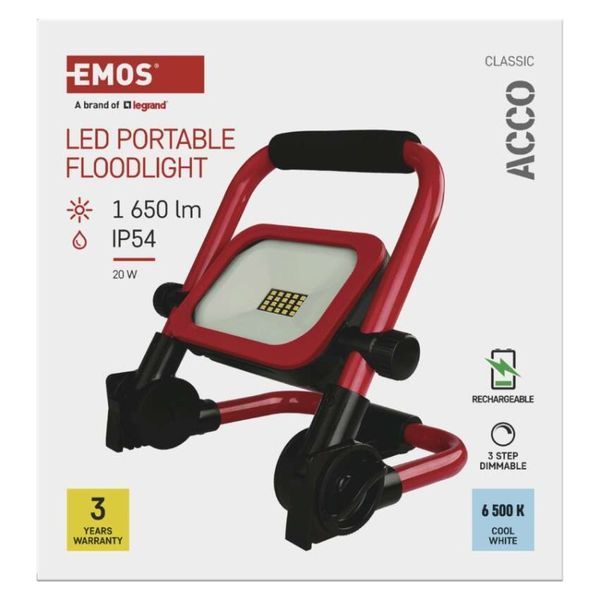 Прожектор с аккумулятором EMOS ZS2813 20W 1650Lm 6500K Li-Ion 5000mAh IP54 ZS2813 фото