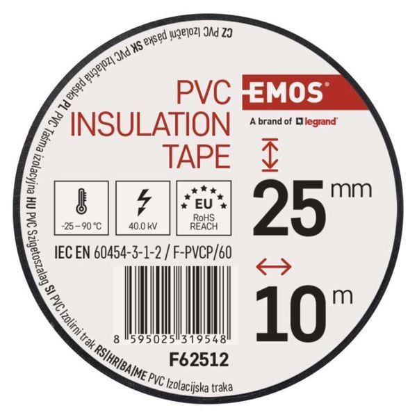 Изоляционная лента EMOS PVC 25/10 Чорний F62512 F62512 фото