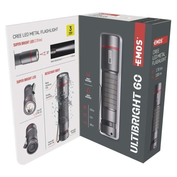 Ліхтар ручний Emos P3160 Ultibright 60 170 Lm 1xAA метал P3160 фото
