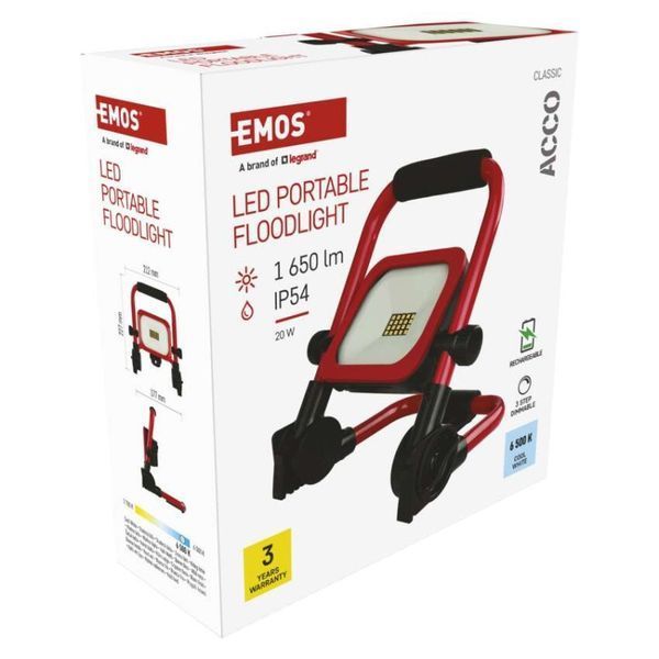 Прожектор с аккумулятором EMOS ZS2813 20W 1650Lm 6500K Li-Ion 5000mAh IP54 ZS2813 фото