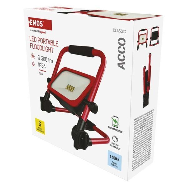 Прожектор с аккумулятором EMOS ZS2823 35W 3300Lm 6500K Li-Ion 10000mAh IP54 ZS2823 фото