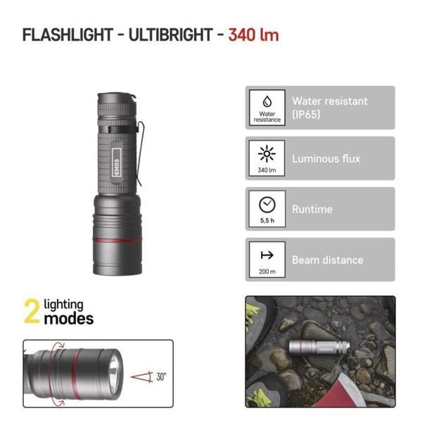 Ліхтар ручний Emos P3170 Ultibright 70 340 Lm 3xAAA метал фокус P3170 фото