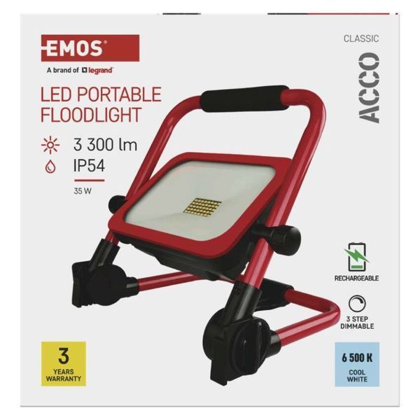 Прожектор с аккумулятором EMOS ZS2823 35W 3300Lm 6500K Li-Ion 10000mAh IP54 ZS2823 фото