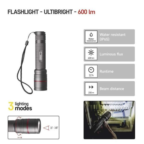 Ліхтар акумуляторний Emos P3180 Ultibright 80 600 Lm 2600 mAh метал фокус P3180 фото