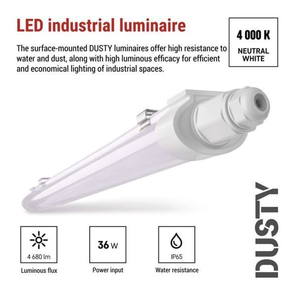 Світильник LED EMOS ZT3121 36W 4680Lm IP65 4000K DUSTY лінійний ZT3121 фото