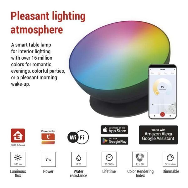 GoSmart LED Ambient лампа, чорний, теплий білий&ndash;холодний білий/ RGB, WiFi ZCW11BR ZCW11BR фото