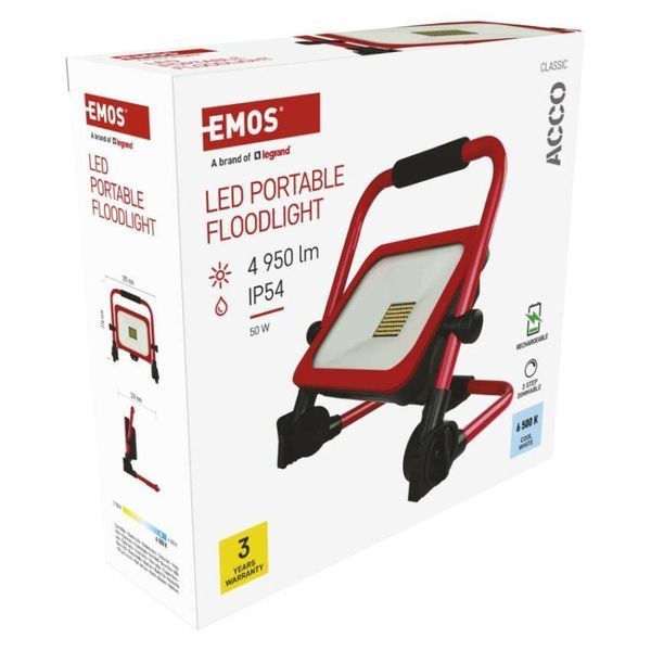 Прожектор с аккумулятором EMOS ZS2833 50W 4950Lm 6500K Li-Ion 15000mAh IP54 ZS2833 фото