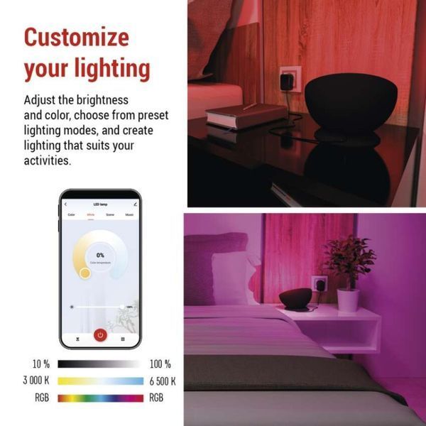 GoSmart LED Ambient лампа, чорний, теплий білий&ndash;холодний білий/ RGB, WiFi ZCW11BR ZCW11BR фото