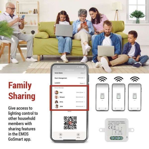 Умный модуль переключателя EMOS H5103, ZigBee 3.0, 1-канальный не требует N-провоТак H5103 фото