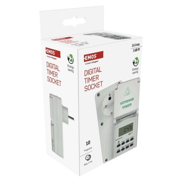 Цифровий таймер розетка Emos P5525N IP44 3 680 Вт P5525N фото