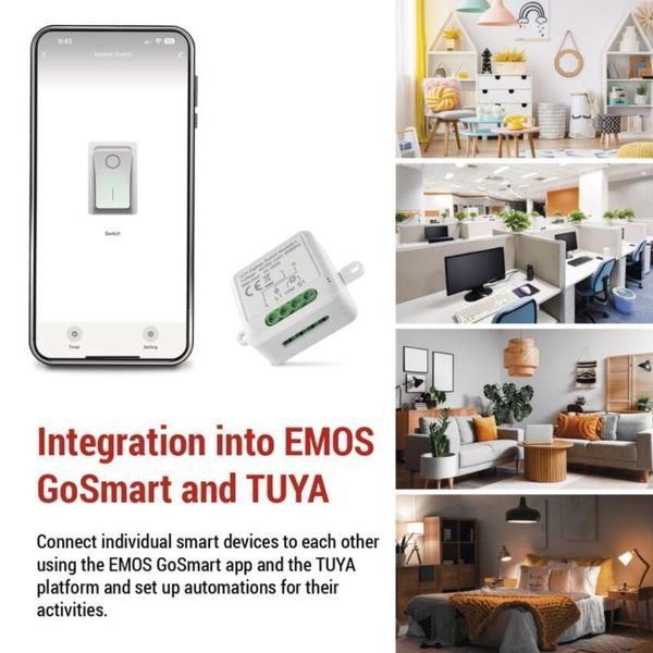 Умный модуль переключателя EMOS H5103, ZigBee 3.0, 1-канальный не требует N-провоТак H5103 фото