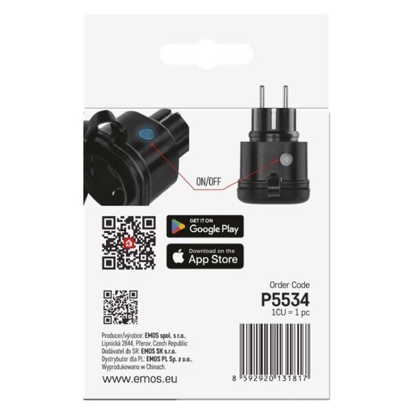 Розумна вологозахищена розетка EMOS P5534 GoSmart ZigBee 3.0 IP44 P5534 фото
