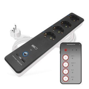 Розумний мережевий подовжувач Emos P1422SM 4 розетки 2 м 1,5 мм&sup2; USB-A USB-C Wi-Fi P1422SM фото