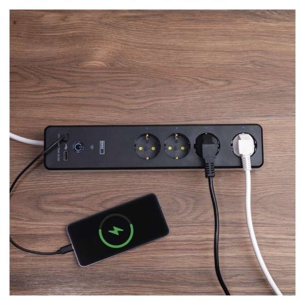 Умный сетевой удлинитель Emos P1422SM 4 розетки 2 м 1,5 мм&sup2; USB-A USB-C Wi-Fi P1422SM фото