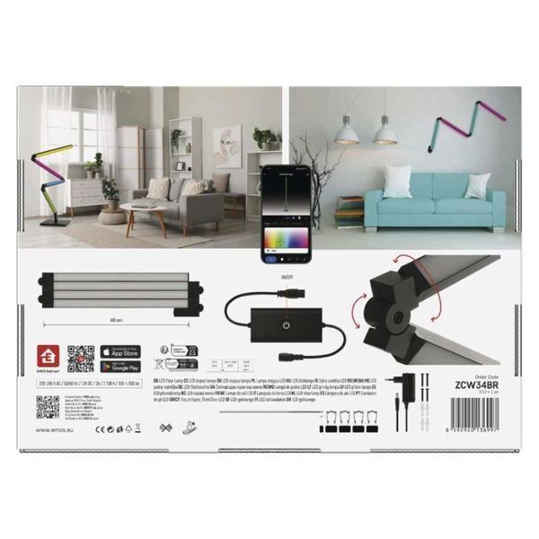 GoSmart LED Floor лампа, чорний, 175 см, теплий білий / RGBIC WiFi ZCW34BR ZCW34BR фото