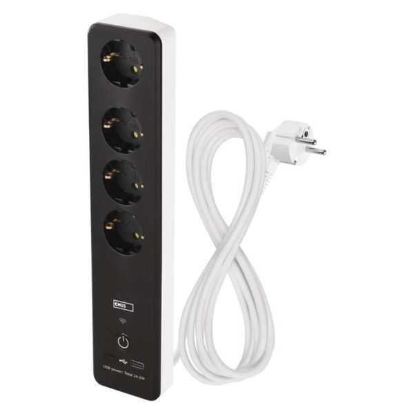 Умный сетевой удлинитель Emos P1422SM 4 розетки 2 м 1,5 мм&sup2; USB-A USB-C Wi-Fi P1422SM фото