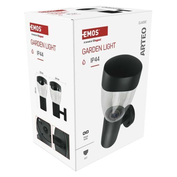 Светильник светодиодный садовый EMOS ZGA010P e27, ip44,15w, настенный ZGA010P фото
