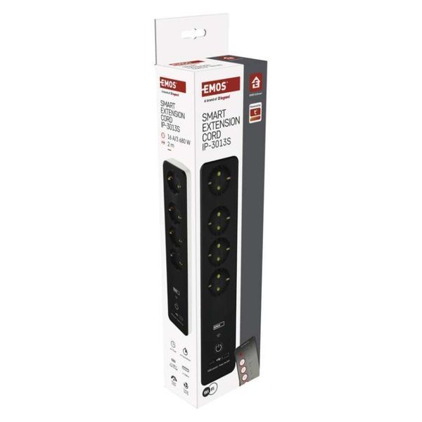 Умный сетевой удлинитель Emos P1422SM 4 розетки 2 м 1,5 мм&sup2; USB-A USB-C Wi-Fi P1422SM фото