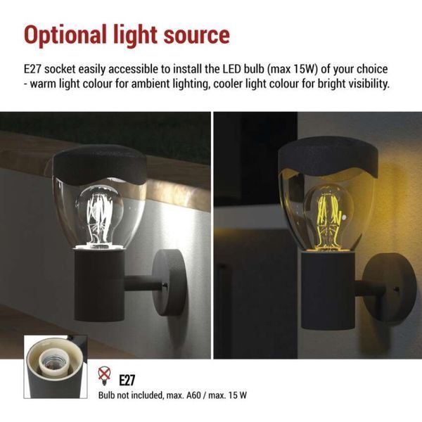 Светильник светодиодный садовый EMOS ZGA010P e27, ip44,15w, настенный ZGA010P фото