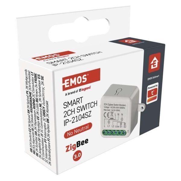 Умный модуль переключателя EMOS H5104, ZigBee 3.0, 2-канальный H5104 фото
