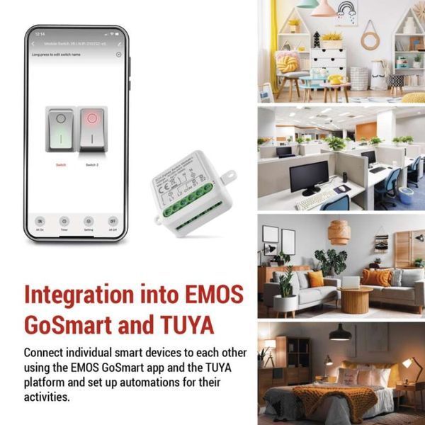 Умный модуль переключателя EMOS H5104, ZigBee 3.0, 2-канальный H5104 фото