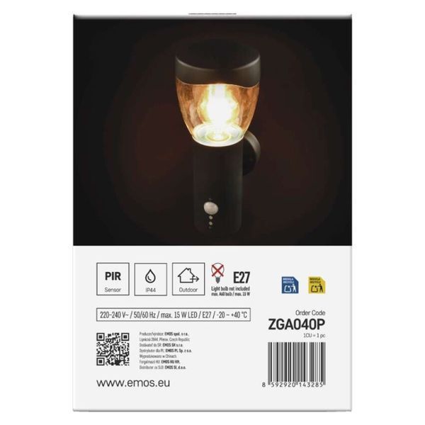 Світильник світлодіодний садовий EMOS ARTEO, 16,4 &times; 12 &times; 29,5 см, 1 &times; E27, 15 Вт ZGA040P ZGA040P фото