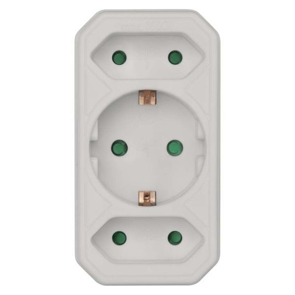 Адаптер EMOS SCHUKO P00272 2&times; прямоугольная + 1&times; круглая, белая P00272 фото
