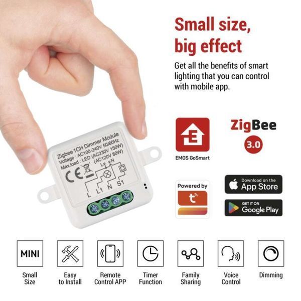 Розумний модуль регулювання яскравості EMOS H5107, ZigBee 3.0, 1-канальний H5107 фото