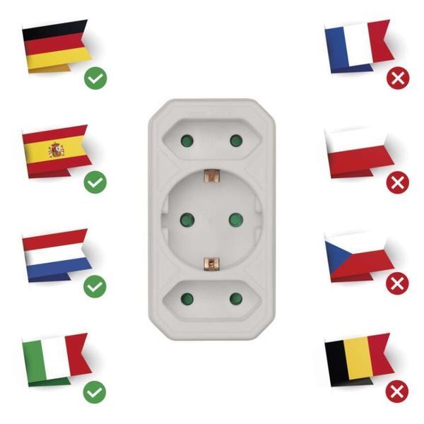Адаптер EMOS SCHUKO P00272 2&times; прямоугольная + 1&times; круглая, белая P00272 фото