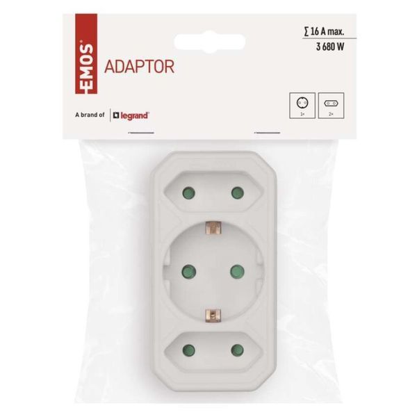 Адаптер EMOS SCHUKO P00272 2&times; прямоугольная + 1&times; круглая, белая P00272 фото