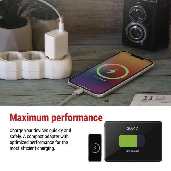 Универсальное USB GAN зарядное устройство EMOS V01G20 1xUSB-C 20W 220V PD V01G20 фото