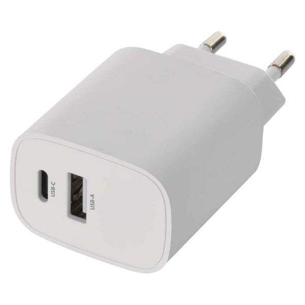 Універсальний USB зарядний пристрій EMOS V02B15 1xUSB-A, 1xUSB-C 15W 220V V02B15 фото