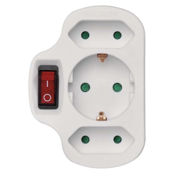 Адаптер розетка EMOS SCHUKO P00282 2&times; прямокутна + 1&times; кругла + вимикач P00282 фото