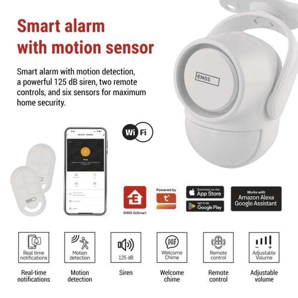 Розумна сигналізація GoSmart EMOS H5030 з датчиком руху, 6 датчиками дверей/вікон, WiFi H5030 фото