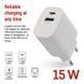 Універсальний USB зарядний пристрій EMOS V02B15 1xUSB-A, 1xUSB-C 15W 220V V02B15 фото 3