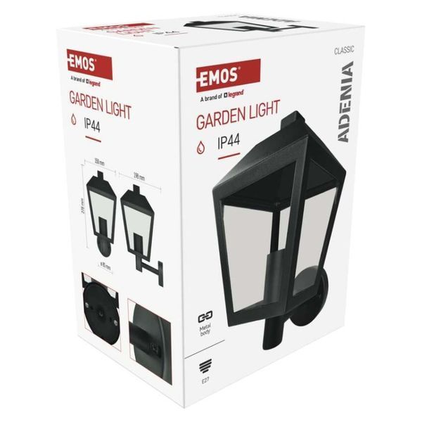 Світильник світлодіодний садовий EMOS ZGB010P e27, ip44, 15w, настінний ZGB010P фото