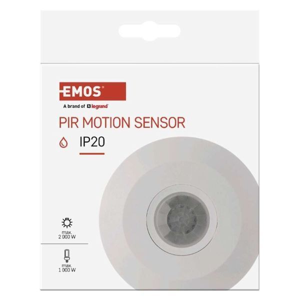 Датчик руху EMOS, G1150, PIR, 2000W, IP20, білий G1150 фото