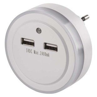 Мережевий адаптер EMOS P3313 2хUSB, підсвітка з сенсором P3313 фото