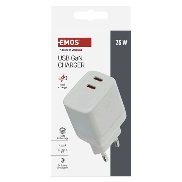 Універсальний USB зарядний пристрій EMOS V03G35 2xUSB-С 15W 220V V03G35 фото