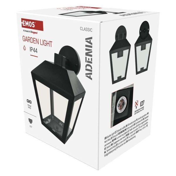 Світильник світлодіодний садовий EMOS ZGB020P e27, ip44, 15w, настінний ZGB020P фото