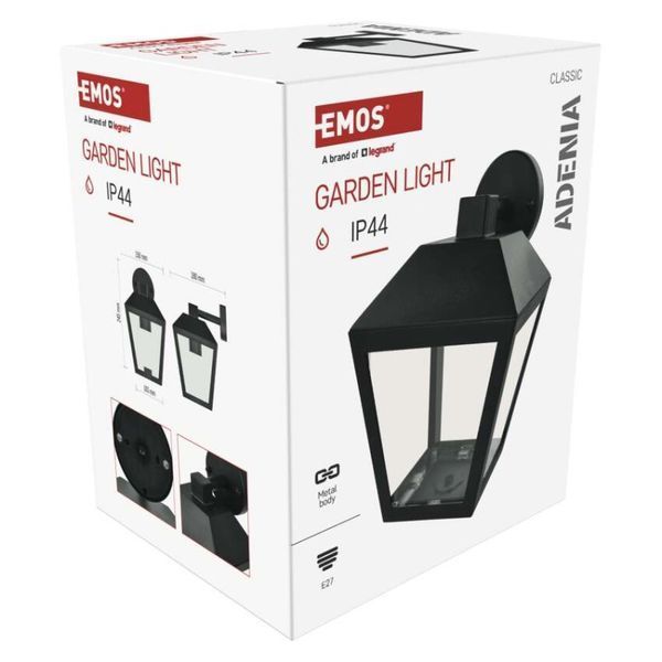 Світильник світлодіодний садовий EMOS ZGB020P e27, ip44, 15w, настінний ZGB020P фото