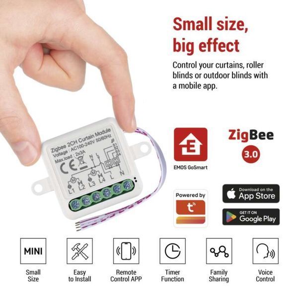 Розумний модуль двигуна EMOS H5110, ZigBee 3.0, 2-канальний H5110 фото