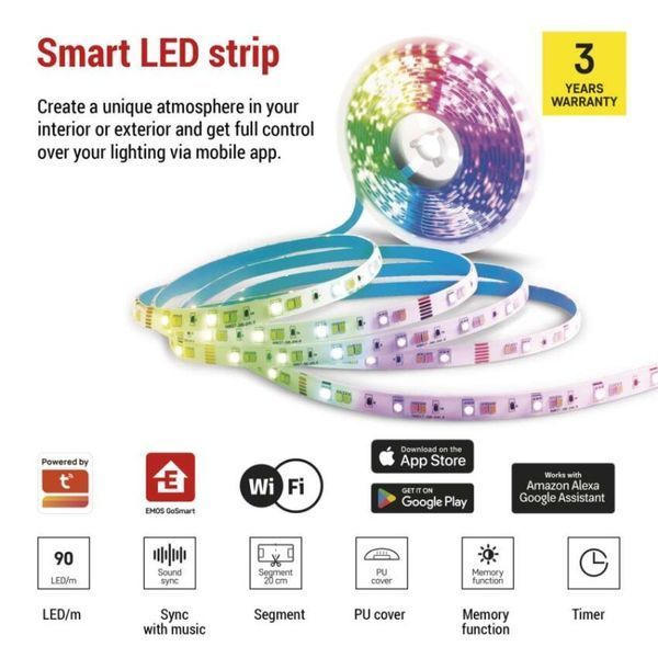 Світлодіодна стрічка GoSmart WiFi 2 м, 11 Вт, 750 лм, RGB/CCT ZPW218R ZPW218R фото