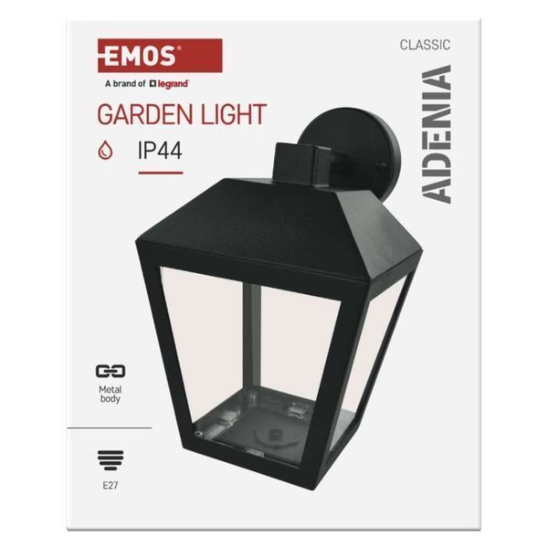Світильник світлодіодний садовий EMOS ZGB020P e27, ip44, 15w, настінний ZGB020P фото