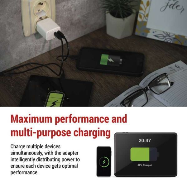 Універсальний USB зарядний пристрій EMOS V03G35 2xUSB-С 15W 220V V03G35 фото