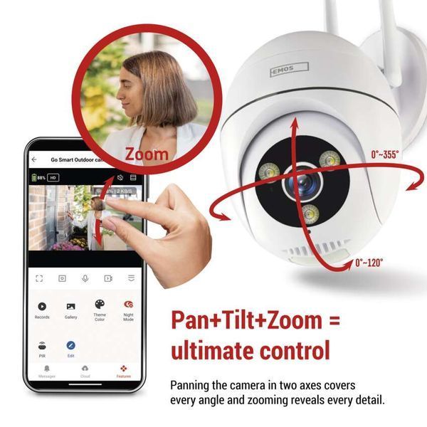 Розумна IP-камера Emos H4057 GoSmart зовнішня з Wi-Fi, живлення 5V/1A, біла H4057 фото