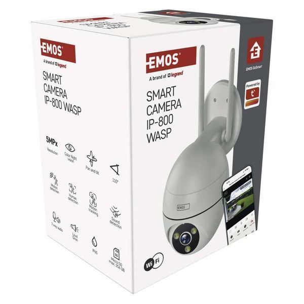Розумна IP-камера Emos H4057 GoSmart зовнішня з Wi-Fi, живлення 5V/1A, біла H4057 фото